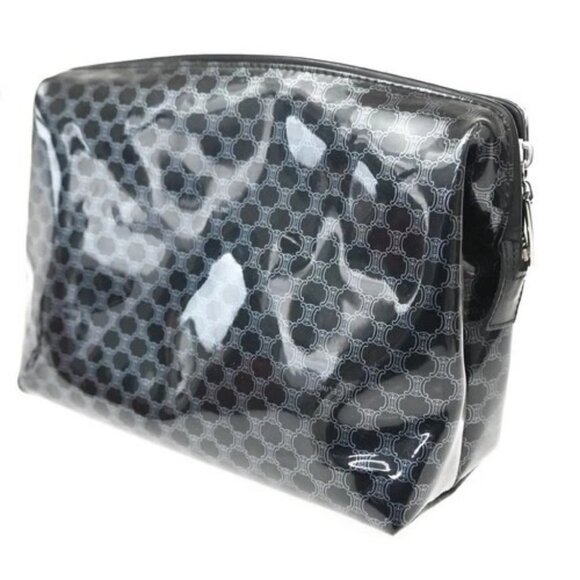 CELINE Macadam Pouch PVC Black Women CELINE Logo Macadam Pattern Clutch Bag PVC Leather Black SHW Italy 09CA532 main image 1